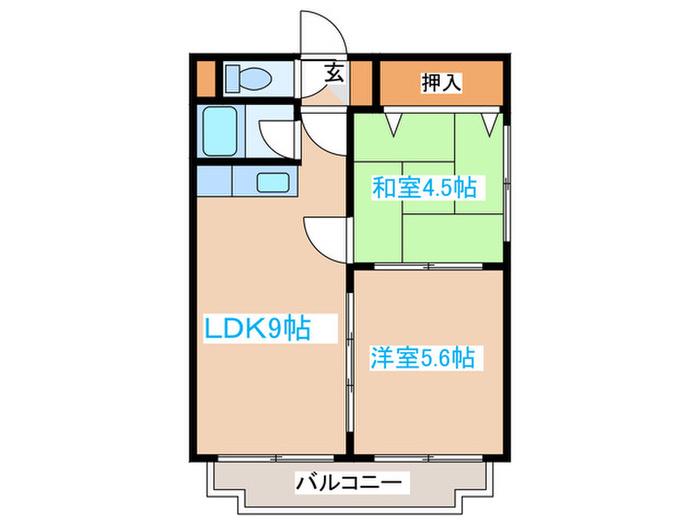 パルコート南郷(2LDK/3階)の間取り写真