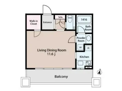 EPONOQU市ヶ谷(1K/8階)の間取り写真