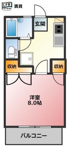 ハイツウインディ(1K/2階)の間取り写真