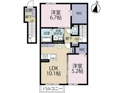 セレーネTM(2LDK/2階)の間取り写真