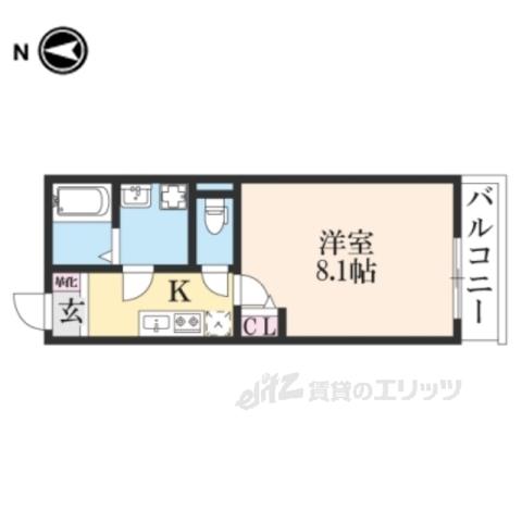 NUKUMORI西京極(1K/1階)の間取り写真