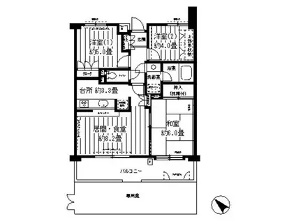 保土ヶ谷南パーク・ホームズ(3DK/1階)の間取り写真