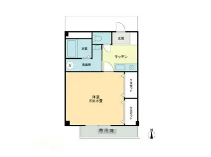 フォブールジャミン(1K/2階)の間取り写真