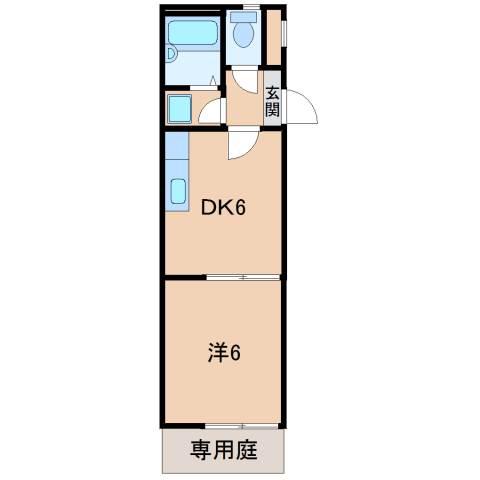 シャンティイ中ノ島(1DK/1階)の間取り写真