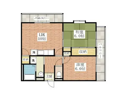 アズウェル(2LDK/3階)の間取り写真