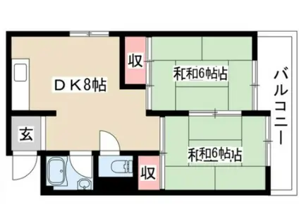 小林ビル(2DK/1階)の間取り写真