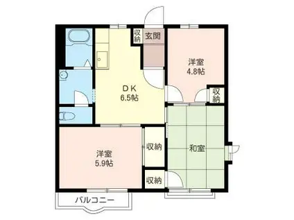 グレースハイツB(3DK/2階)の間取り写真