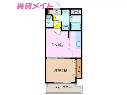 ポンドサイド蓮 パートI(1DK/2階)の間取り写真