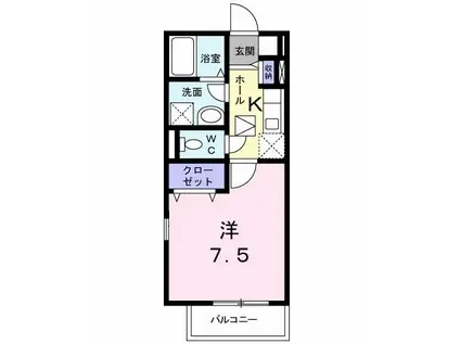 フロース レーギア(1K/1階)の間取り写真