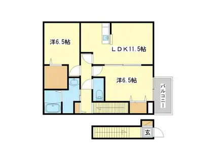 グランシャリオ島田B(2LDK/2階)の間取り写真