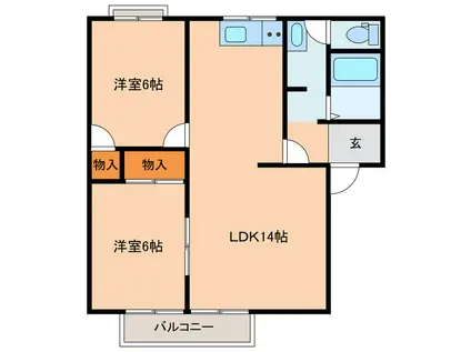 サンビレッヂ(2LDK/2階)の間取り写真