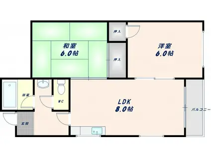 ジョイマンション(2LDK/5階)の間取り写真