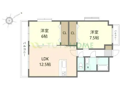 プロスペールS6(2LDK/6階)の間取り写真