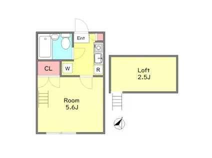 フローラガーデン(1K/2階)の間取り写真