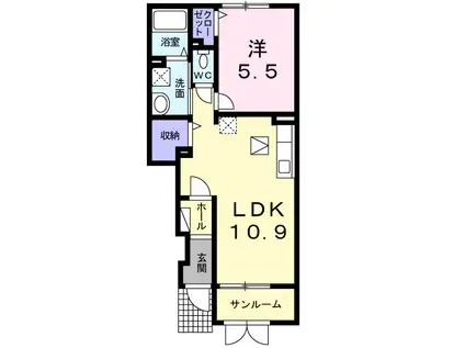 アルドール(1LDK/1階)の間取り写真