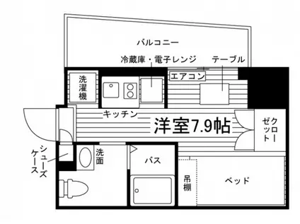 THE PARK HIVE 市川(ワンルーム/6階)の間取り写真