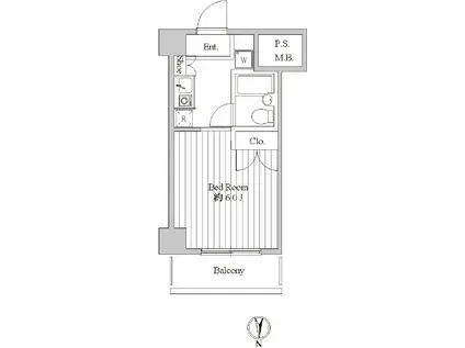 スペーシア池上(1K/4階)の間取り写真