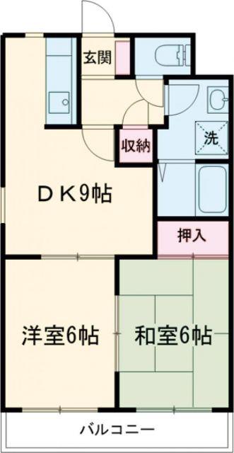 ピースハイツ(2DK/2階)の間取り写真