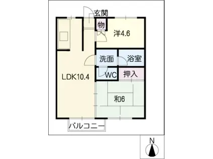 ハイツウィング(2LDK/1階)の間取り写真