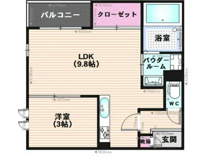 レガレスト大橋ミライ2(1LDK/2階)の間取り写真