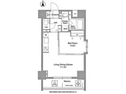 コンフォリア町屋(1LDK/8階)の間取り写真