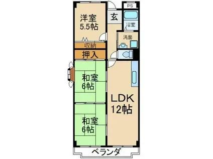 アスティック・アサダ(3LDK/2階)の間取り写真