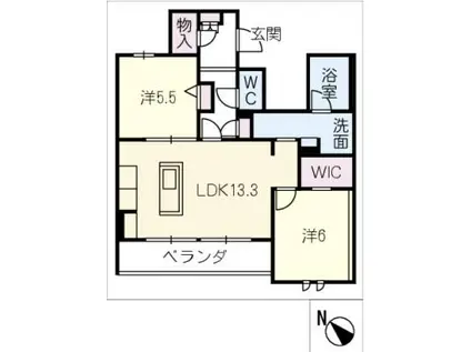 シャーメゾン加納鉄砲町(2LDK/1階)の間取り写真
