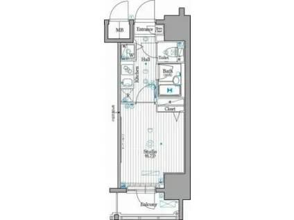 ガーラ・グランディ川崎(1K/12階)の間取り写真