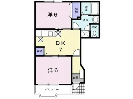 オルキスC(2DK/1階)の間取り写真