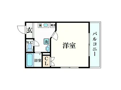 地下鉄谷町線 四天王寺前夕陽ケ丘駅 徒歩7分 7階建 築20年(1K/6階)の間取り写真