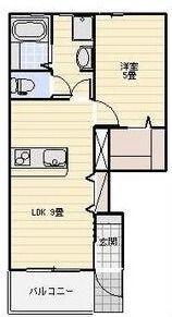 LOTUS坪井(1LDK/1階)の間取り写真
