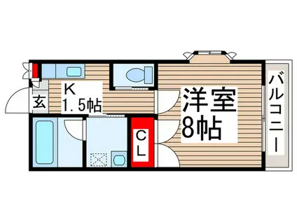 ジョイハウスII(1K/1階)の間取り写真