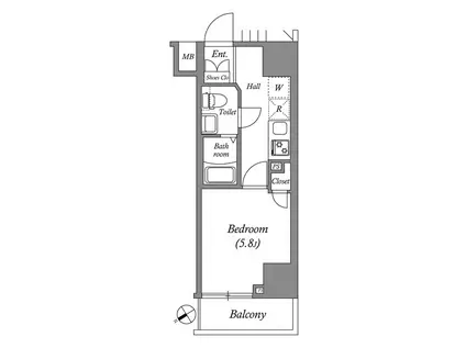 GENOVIAお花茶屋SKYGARDEN(1K/2階)の間取り写真