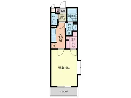 アグレアーブル永山(1K/2階)の間取り写真