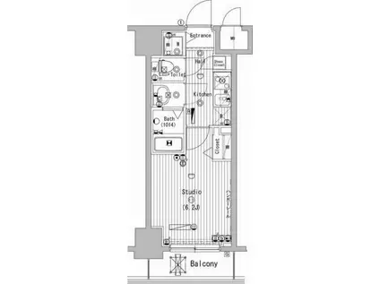 グランド・ガーラ横濱万世町(1K/4階)の間取り写真