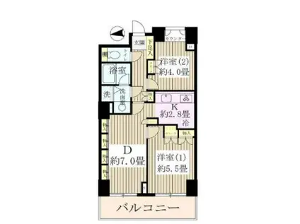 リーデンスタワー(2DK/3階)の間取り写真