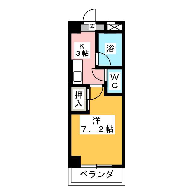 ヴィラユタカ(1K/2階)の間取り写真
