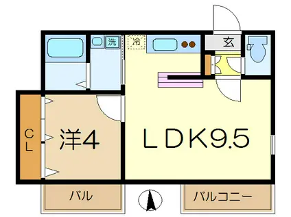 プチコート1(1LDK/2階)の間取り写真