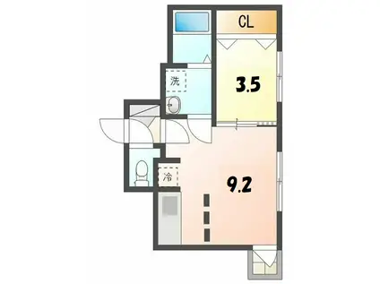 クラークサイドSAPPORO(1LDK/3階)の間取り写真