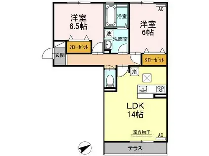 プレンティー中須B(2LDK/2階)の間取り写真