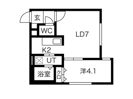 カーザフェリス平岸(1LDK/4階)の間取り写真