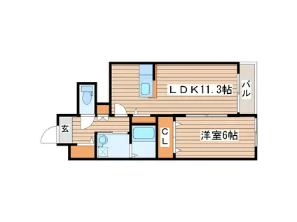 プラムツリーB棟(1LDK/1階)の間取り写真