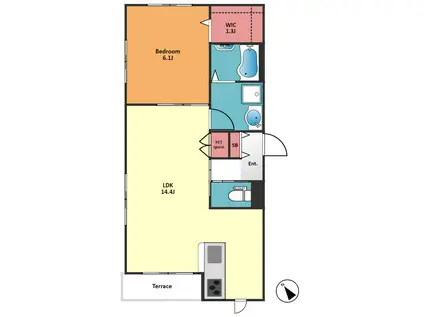 AJOUREE YOGA(1LDK/1階)の間取り写真