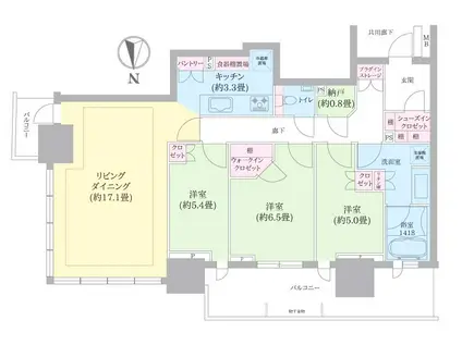 幕張ベイパーク ライズゲートタワー(3LDK/7階)の間取り写真