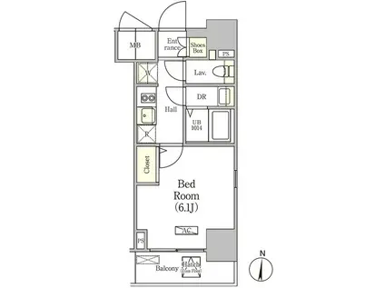 セトルコート品川戸越(1K/5階)の間取り写真