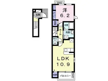 トワーニ(1LDK/2階)の間取り写真