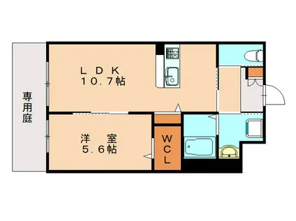 前原北2丁目(1LDK/1階)の間取り写真
