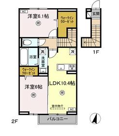ロイヤルタウン上峰 B(2LDK/1階)の間取り写真