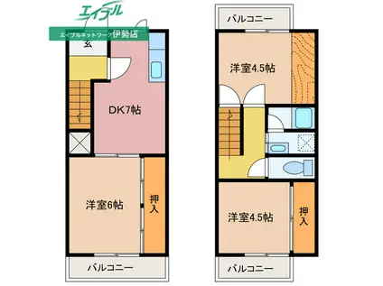 ミタックスマンション(3LDK/2階)の間取り写真
