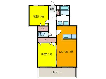 クレベールII(2LDK/3階)の間取り写真
